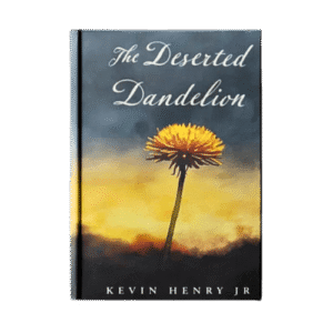 book with dandelion on dark background